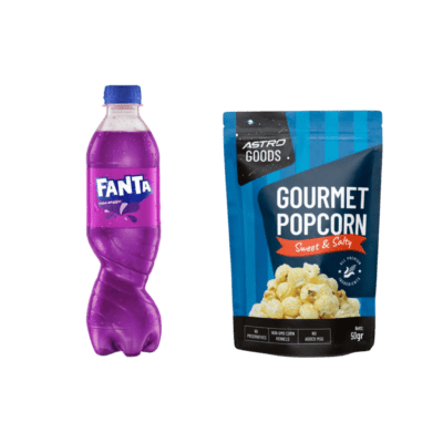 Buy 1 Fanta Grape 390ml dan 1 Popcorn Astro Goods, Get Special Discount!