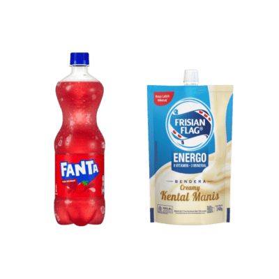 Buy 1 Fanta Strawberry 1L dan 1 Frisian Flag SKM, Get Special Discount!