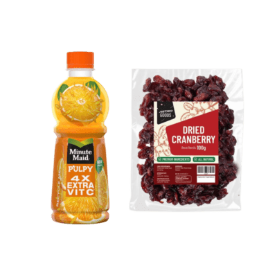 Buy 1 Minute Maid Pulpy Orange PET 300ml dan 1 Dried Cranberry Astro Goods 100gram, Get Special Discount!