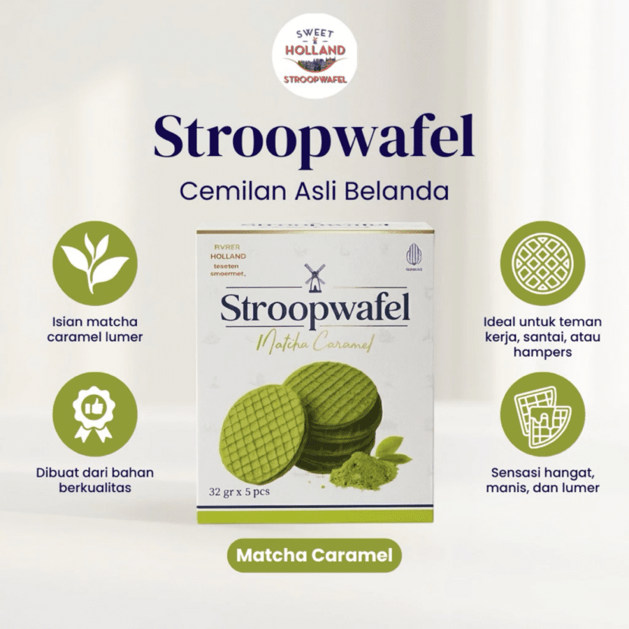 Sweet Holland Stroopwafel Matcha Caramel 160gram