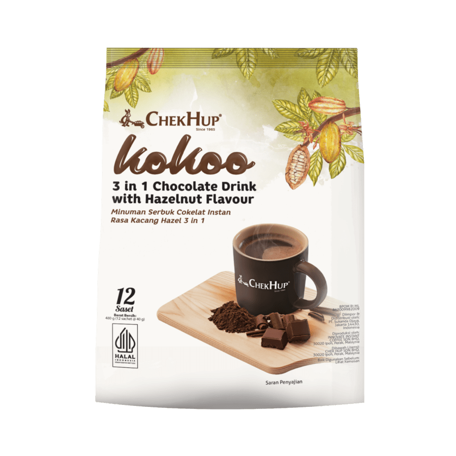 Chek Hup Kokoo Chocolate Drink with Hazelnut 12 sachets X 40 gram 1box
