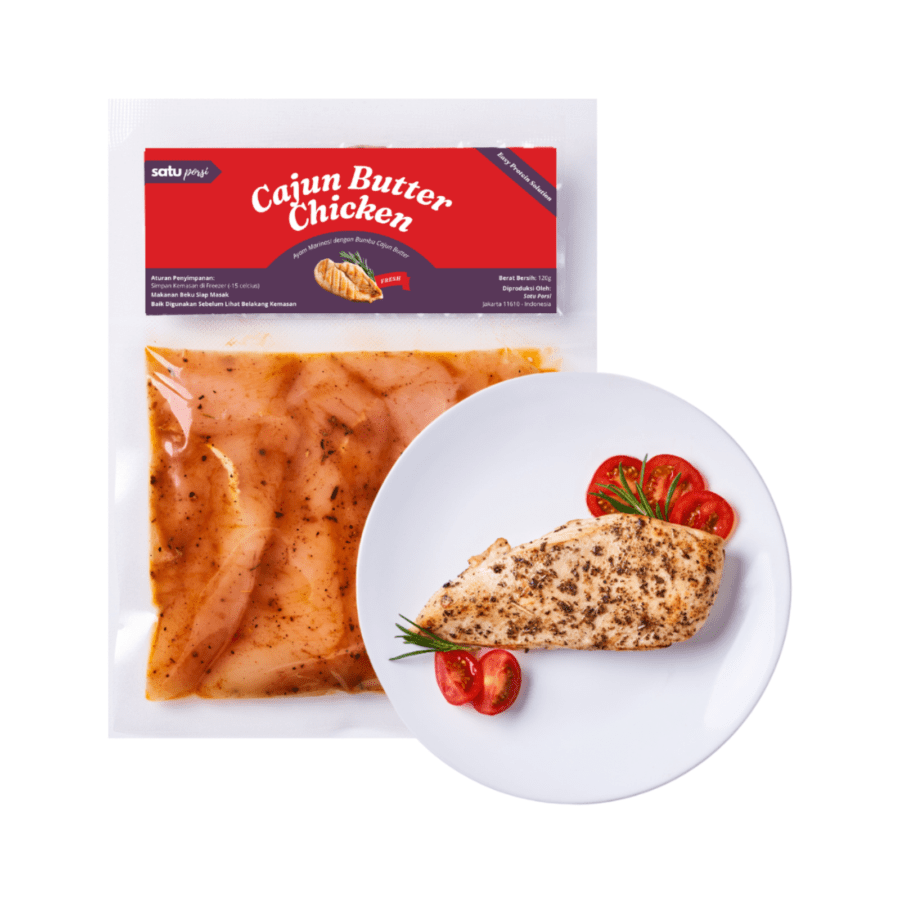 (Satu Porsi) Ayam Marinasi dengan Saus Cajun Butter 120gram 1pcs