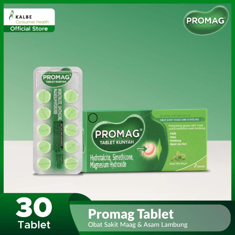 Promag Tablet Kunyah isi 3 Blister 30 Tablet 1pcs