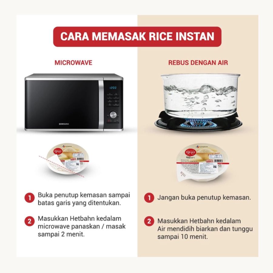 Cj Hetbahn Cooked White Rice Nasi Putih Instan Korea 130gram