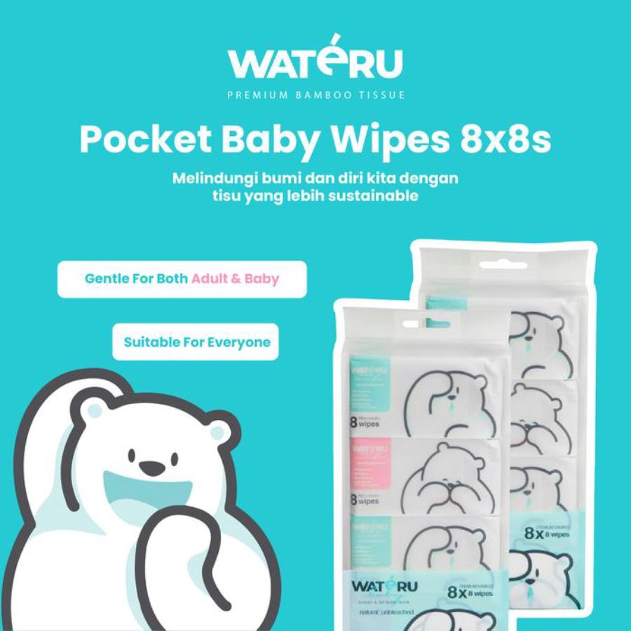 Wateru Baby Wet Wipes 8 pcs x 8 sheets 1pcs