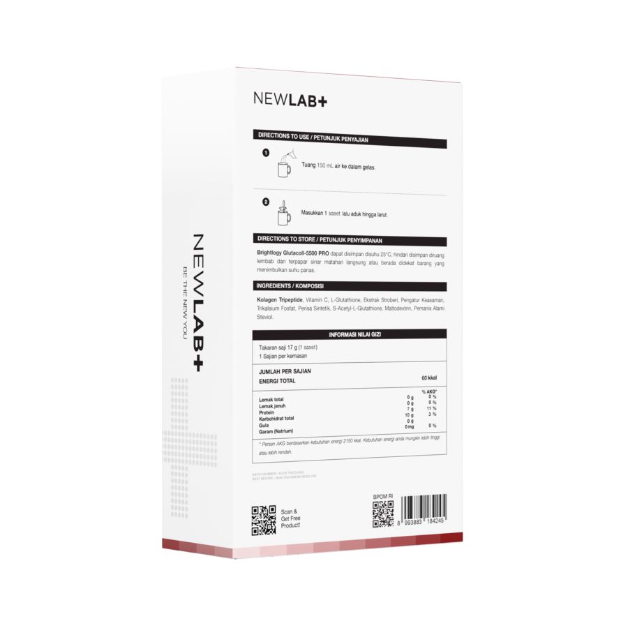Newlab Brightlogy Glutacoll 5500 PRO Mini Suplemen Kolagen 17gram, 7sachet