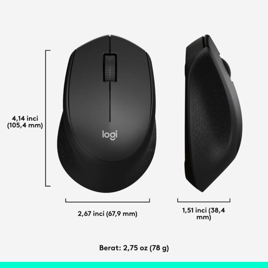 Logitech M331 Silent Wireless Mouse Hitam 1pcs