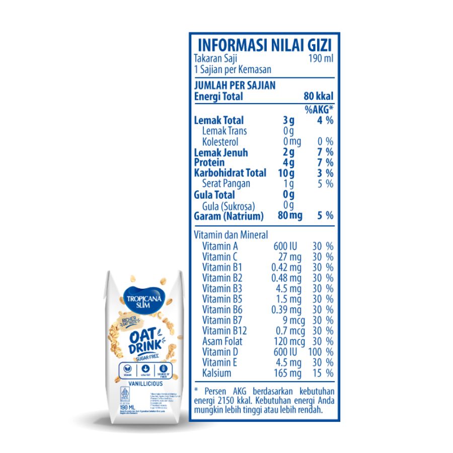 Tropicana Slim Oat Drink Vanillicious 190ml