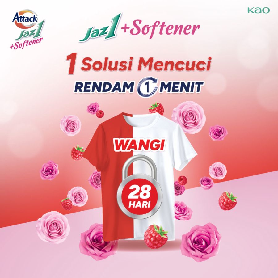 Attack Jaz1 Deterjen Bubuk + Softener Rose Berry Deterjen Bubuk 1200gram