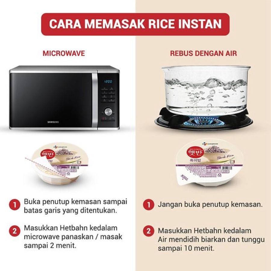 Cj Hetbahn Cooked Black Rice Nasi Hitam Instan Korea 210gram