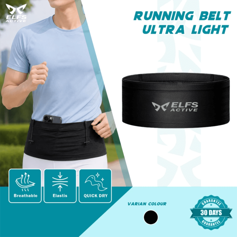 Elfs Active Running Belt Hitam Ultra Light Sabuk Lari Size L