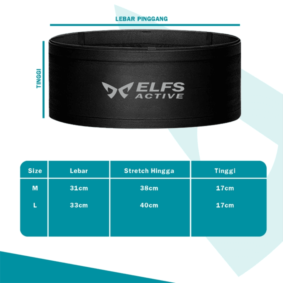 Elfs Active Running Belt Hitam Ultra Light Sabuk Lari Size L