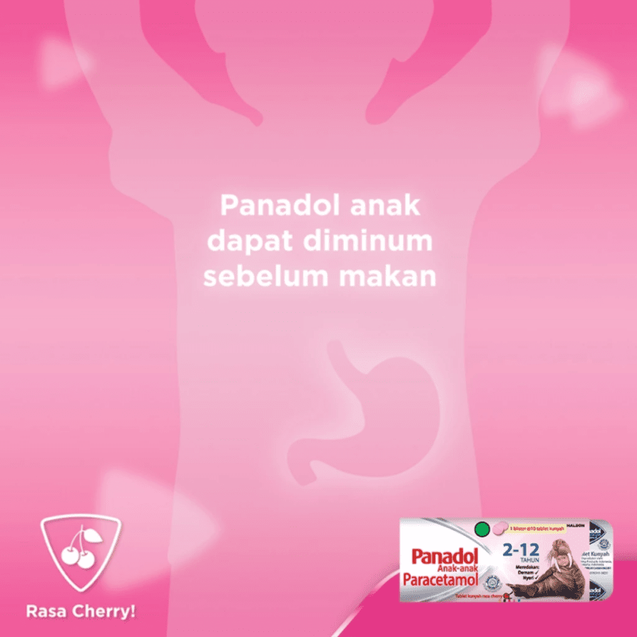 Panadol Anak Cherry Tablet Kunyah Obat Sakit Kepala dan Flu Strip