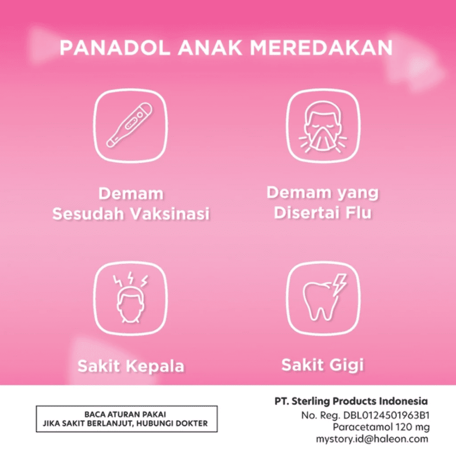 Panadol Anak Cherry Tablet Kunyah Obat Sakit Kepala dan Flu Strip