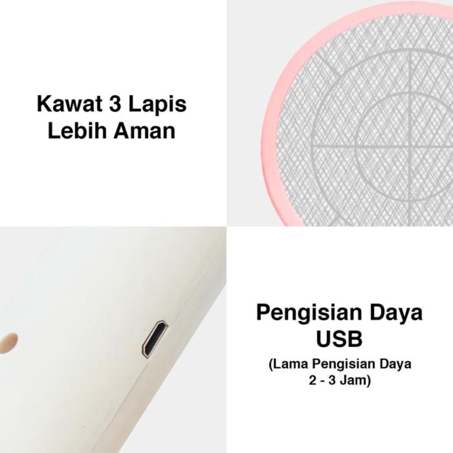 Kenmaster Raket Nyamuk Rechargeable USB + Lampu LED KM-624 1 pcs