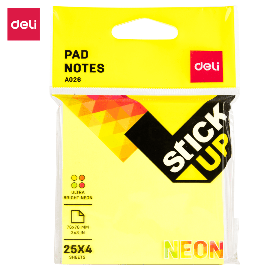 Deli Sticky Note Neon 4 Warna 100 Lembar