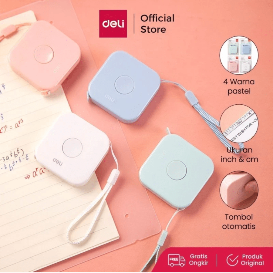 Deli Measuring Tape Mini Retractable 2m