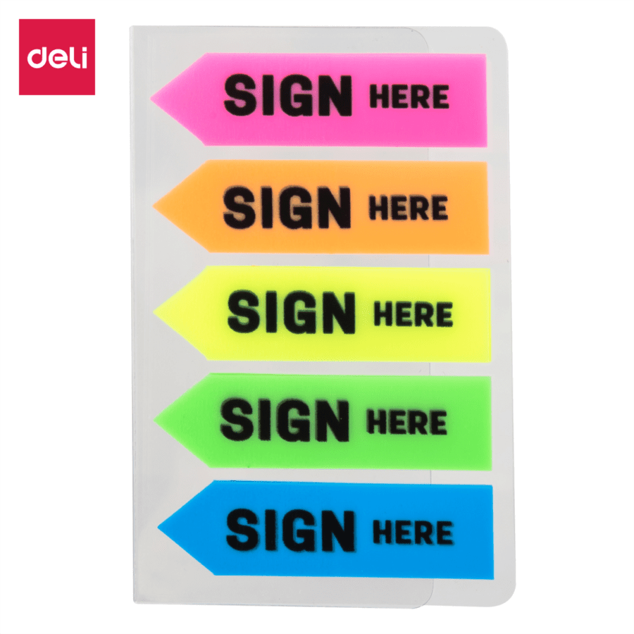 Deli Index Tab Plastik Sign Here 5 Warna 100 Lembar