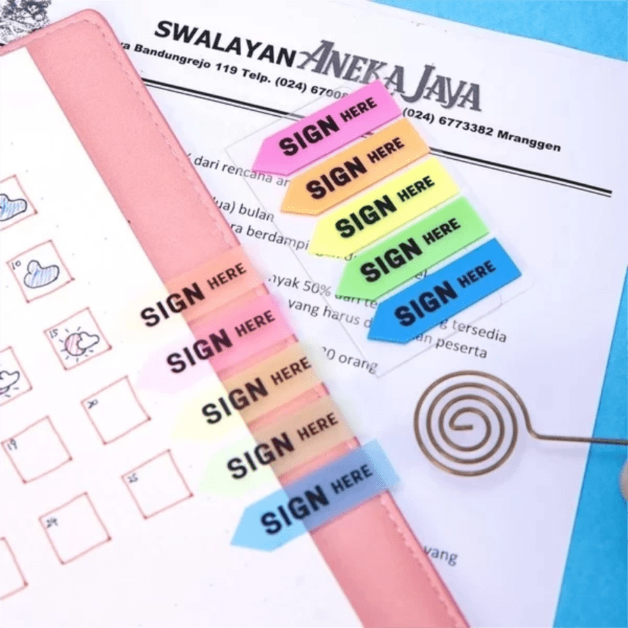 Deli Index Tab Plastik Sign Here 5 Warna 100 Lembar