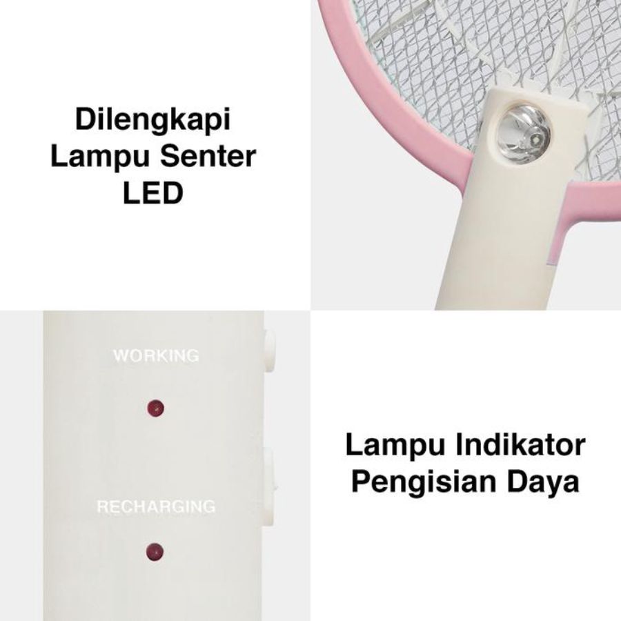 Kenmaster Raket Nyamuk Rechargeable USB + Lampu LED KM-624 1 pcs
