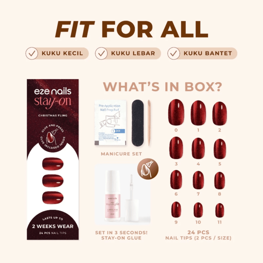 Eze Nails Stay On Christmas Fling Kuku Palsu Tempel