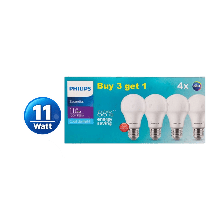 Philips Essential 11W Cool Daylight Lampu LED Multipack