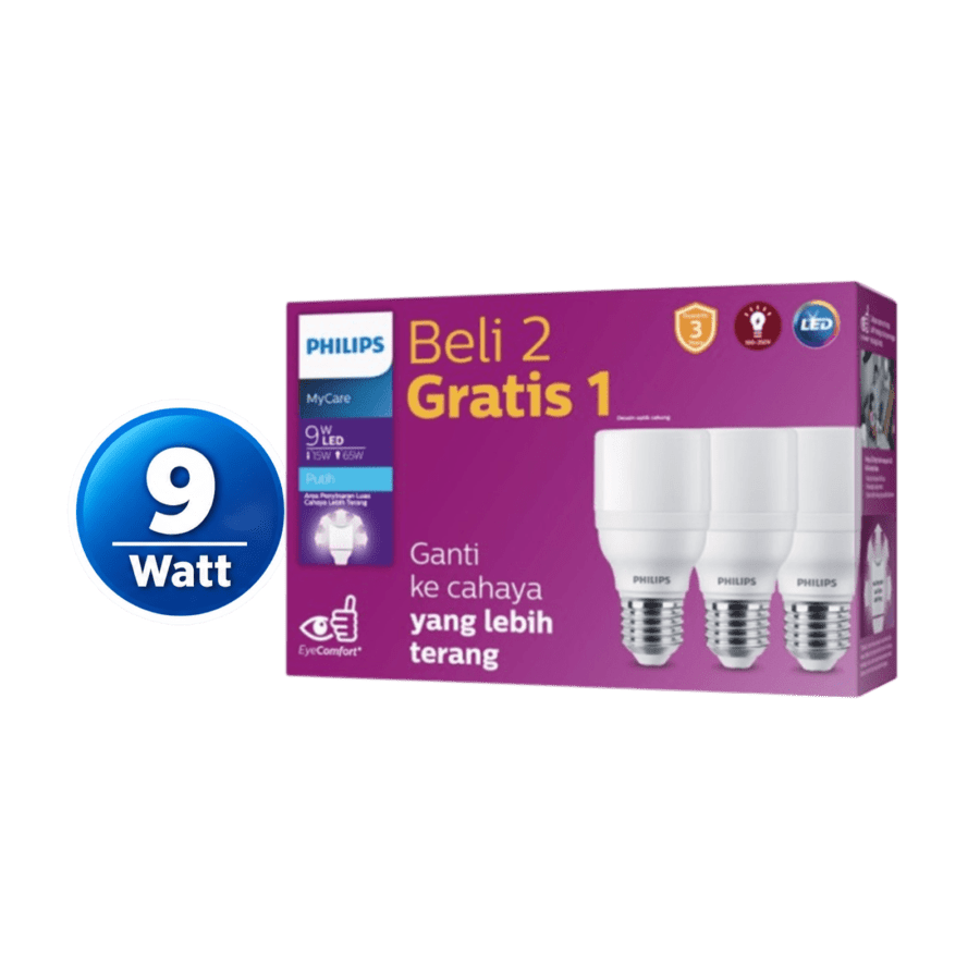 Philips MyCare 9W Putih Lampu LED Multipack 1pcs
