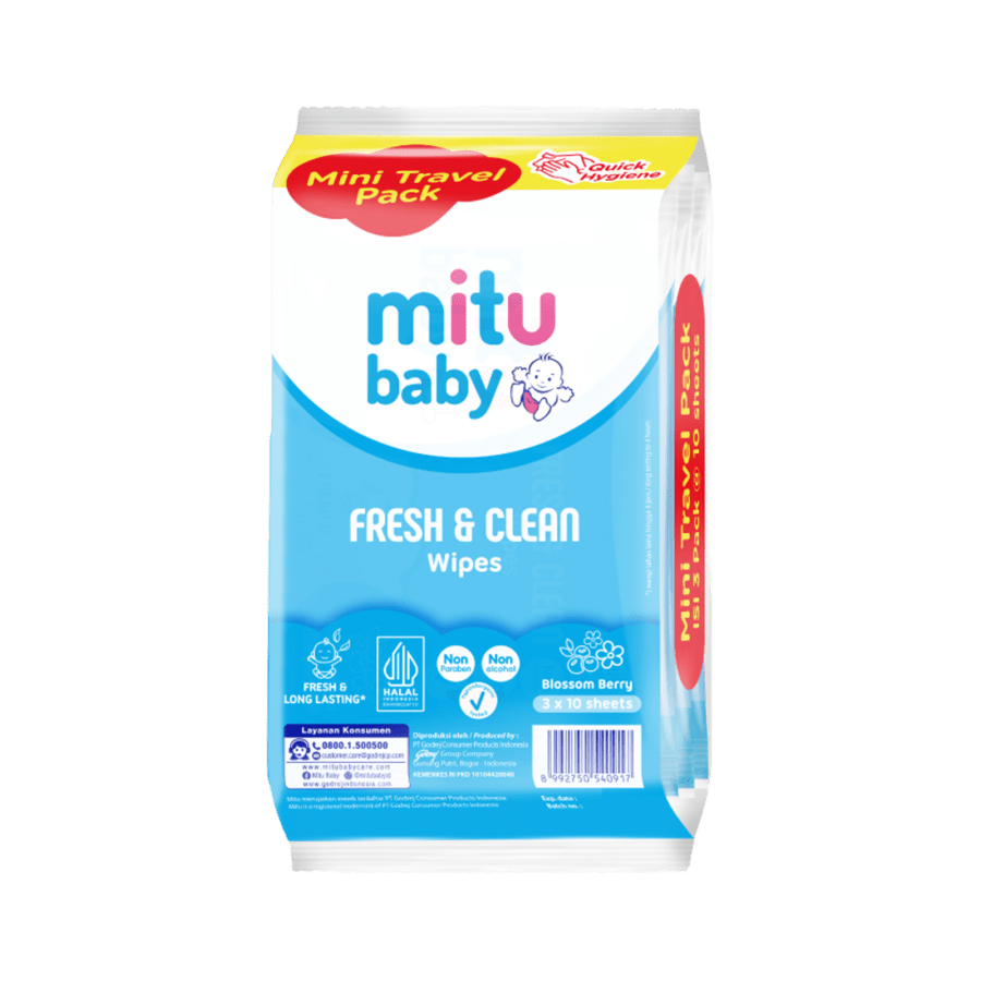 Mitu Baby Fresh & Clean Wipes Blossom Berry Buy 1 Get 1 Tisu Basah Travel Pack