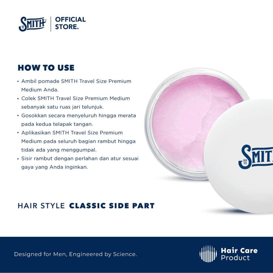 Smith Premium Medium Hair Pomade Oil Based Travel Size