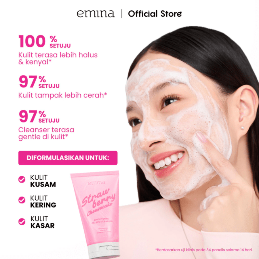 Emina Strawberry Cheesecake Brightening Gelato Cleanser Tube
