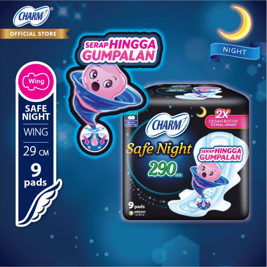Charm Safe Night Wing 29 cm Pembalut Kewanitaan
