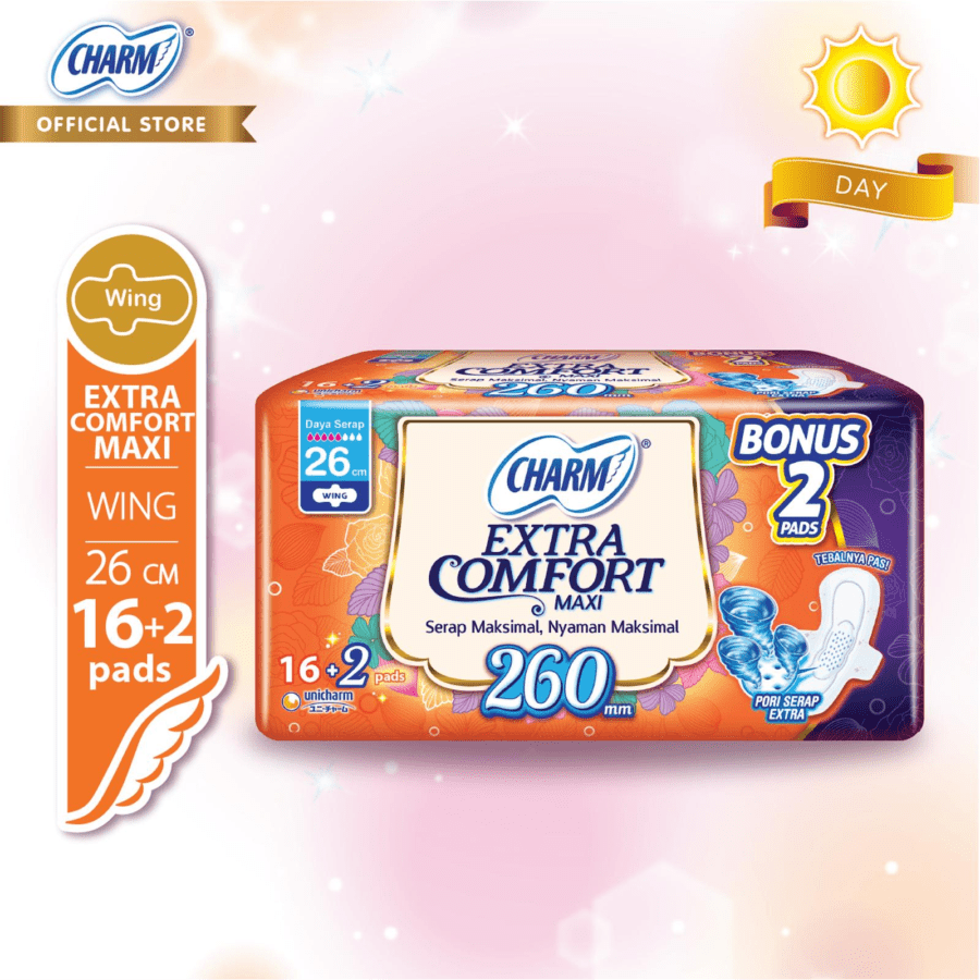 Charm Extra Comfort Maxi Wing 26cm Pembalut Kewanitaan