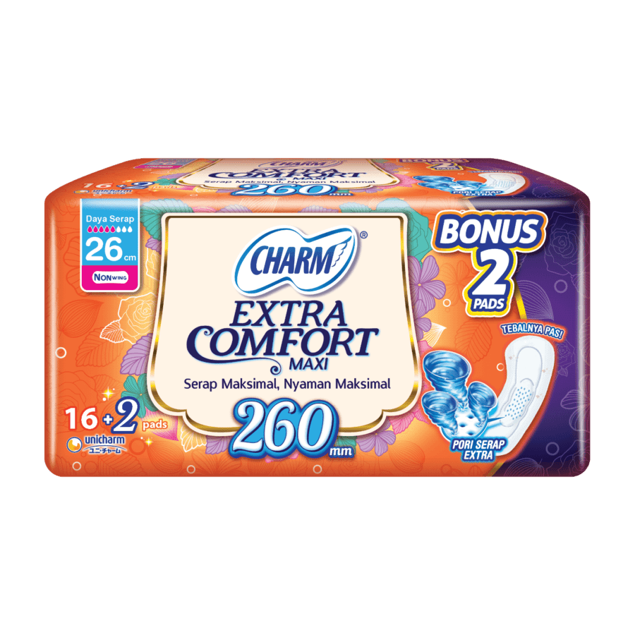 Charm Extra Comfort Maxi Non Wing 26cm Pembalut Kewanitaan