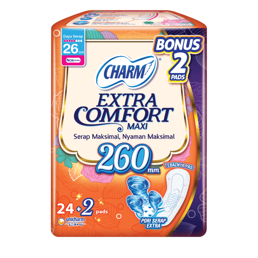 Charm Extra Comfort Maxi Non Wing 26cm Pembalut Kewanitaan