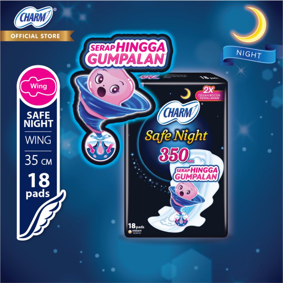 Charm Safe Night Wing 35cm Pembalut Kewanitaan