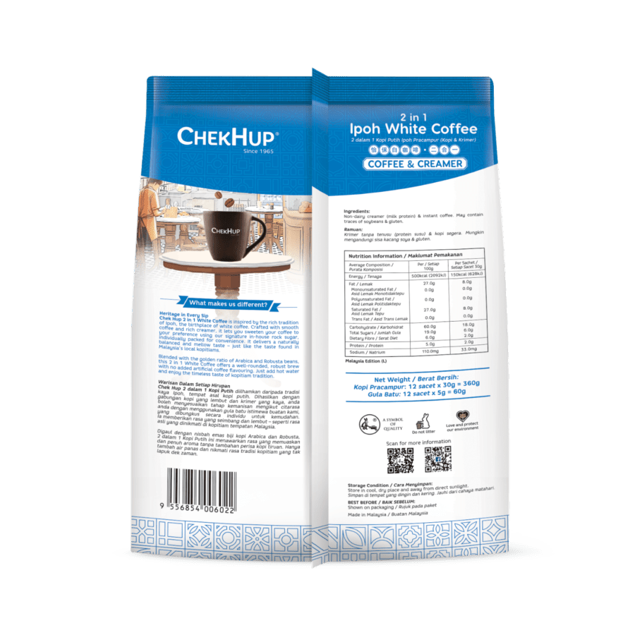 Chek Hup White Coffee Ipoh Coffee & Creamer 12 sachets X 30gr