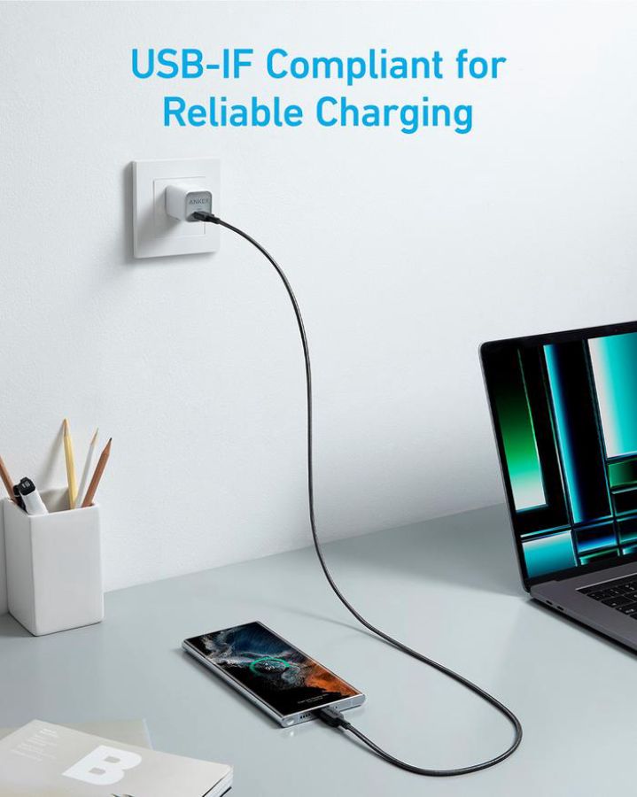 Anker 322 USB-C to USB-C Cable 3ft Braided White 1 pcs