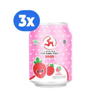 [Bundle 3] Cap Kaki Tiga Anak Rasa Strawberry kaleng 238ml