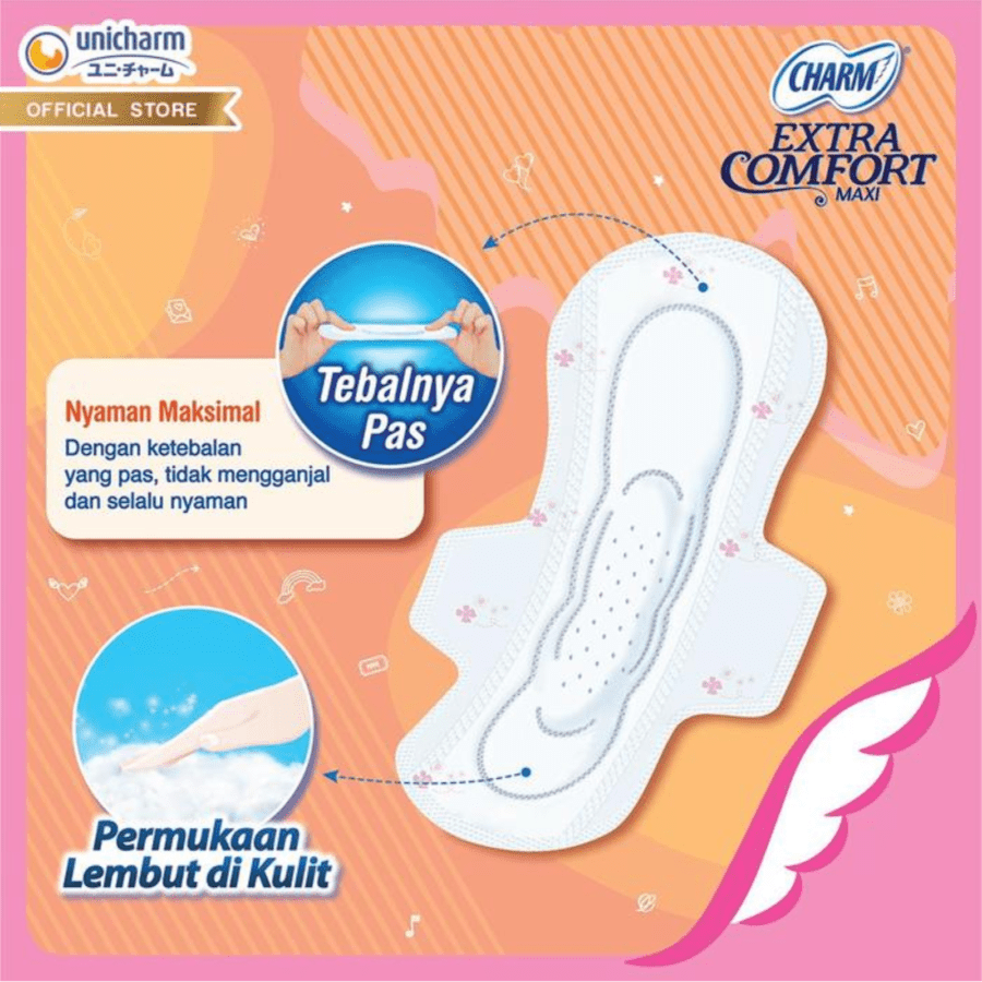 Charm Extra Comfort Maxi Wing 26cm Pembalut Kewanitaan