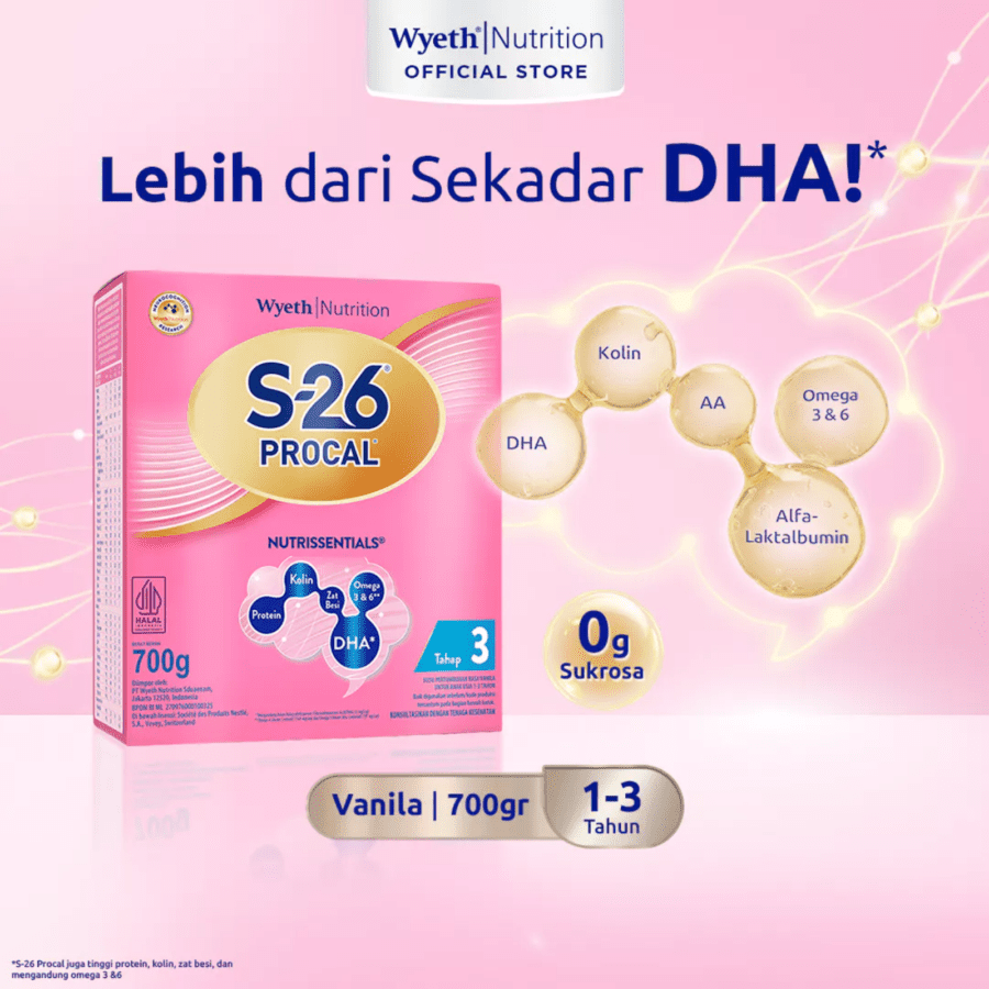S-26 Procal Tahap 3 Vanilla 1-3 Tahun Susu Formula