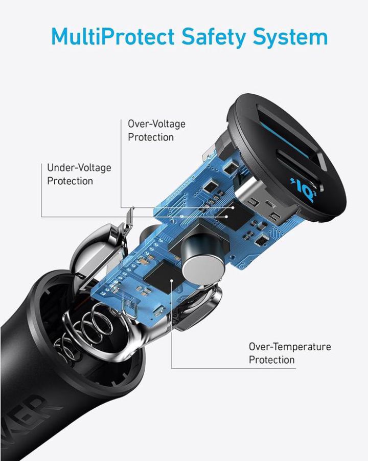 Anker Car Charger 30 W 2 Ports Type A & C Black 1 pcs